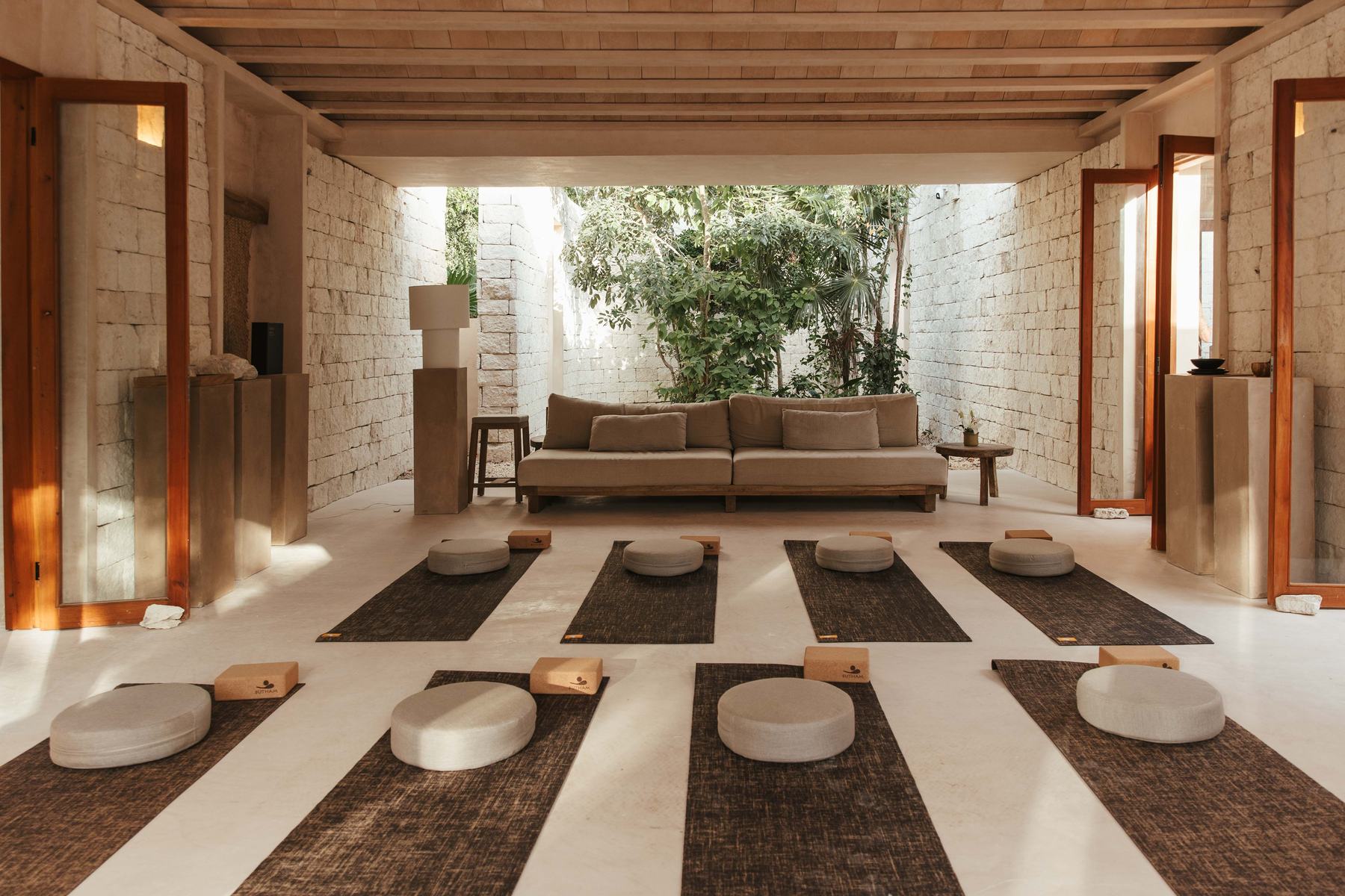 Zoco prepared for a group yoga session