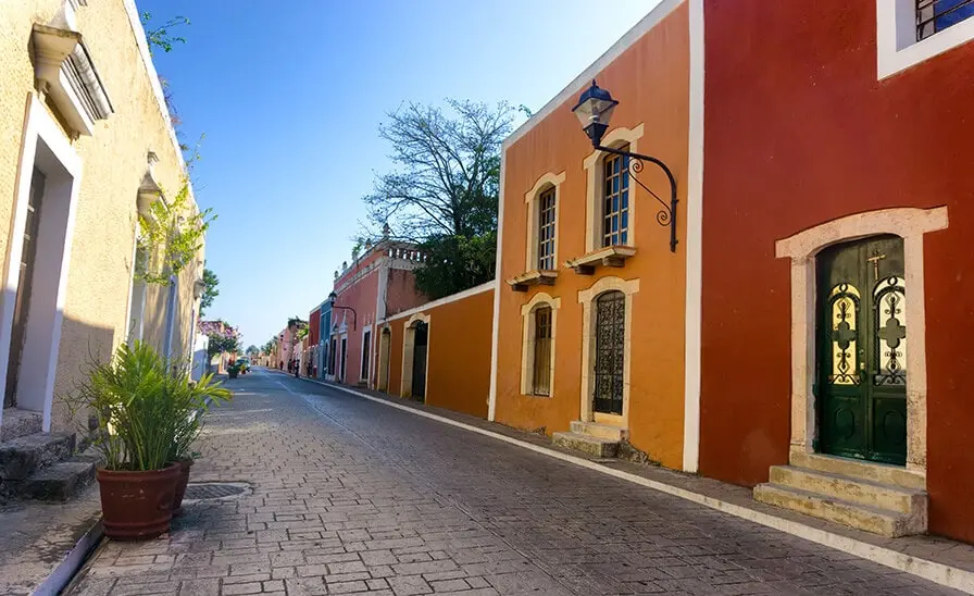 colorful buildings in colonial mexican town